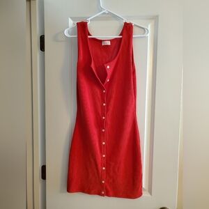 Pink lily button up bodycon dress. Red . Size medium.
